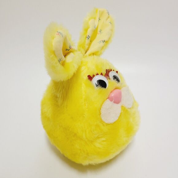 Yellow Bunny Rabbit Plush Vintage Animal Farm Musical Baby Stuffed Animal Toy 6" - Picture 2 of 12